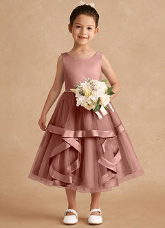 Azazie Posy Flower Girl Dresses Cedar Rose A-Line Beaded Tulle Dress image4