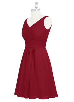 Azazie Grace Robes de demoiselle d'honneur Robe Trapèze en Mousseline de soie Plissée Bourgogne image9