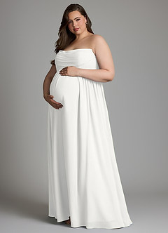 Azazie Saige Maternity Bridesmaid Dresses A-Line Pleated Chiffon Floor-Length Dress image13