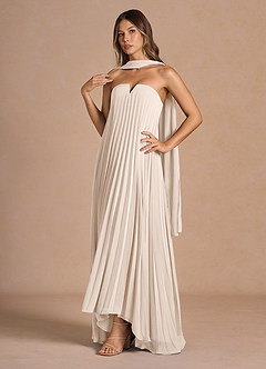 Nahla Cream Allover Pleated Maxi Dress image5