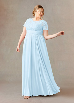 Azazie Annette Mother of the Bride Dresses Sky Blue A-Line Lace Chiffon Dress image9