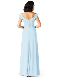 Azazie Evita Bridesmaid Dresses Sky Blue A-Line Off the Shoulder Stretch Crepe Dress image2