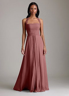 Azazie Clarisa Bridesmaid Dresses Desert Rose A-Line Pleated Chiffon Dress image5