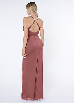 Azazie Kalea Final Sale Desert Rose Mermaid Pleated Mesh Dress image4
