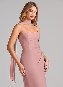 Azazie Calandra Jurken voor bruidsmeisjes Jurk van Chiffon met Kolom Geplooid Stoffige Roos image6