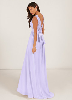 Azazie Gertrude Bridesmaid Dresses Lilac A-Line Lace Chiffon Dress image4
