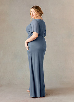 Azazie Selah Mother of the Bride Dresses Twilight A-Line V-Neck ruched Mesh Dress image10