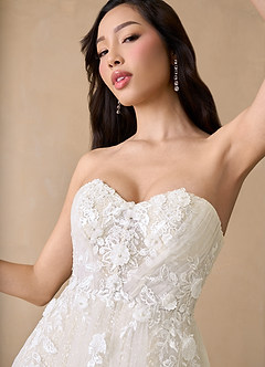 Azazie Seradine Wedding Dresses Diamond White Champagne A-Line Off the Shoulder Beading Dress image7