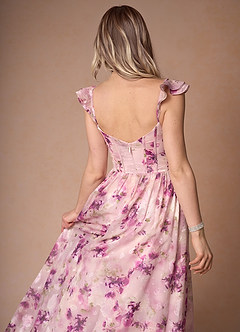 Jianna Mauve Floral Flutter Sleeves Maxi Dress image8