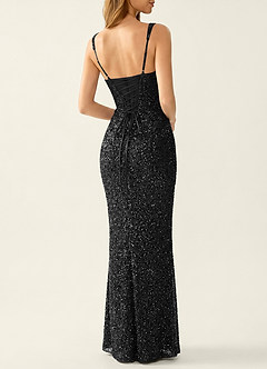 Amarante Noir Robe de cérémonie à sequins et laçage au dos image2