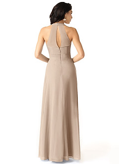 Azazie Danica Bridesmaid Dresses Taupe A-Line Pleated Chiffon Dress image2