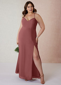 Azazie Manila Bridesmaid Dresses Amethyst Sheath V-Neck Chiffon Dress image7