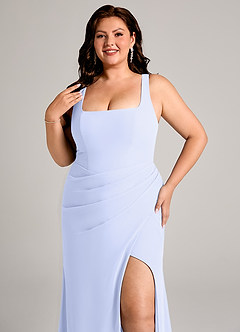 Azazie Mero Jurken voor bruidsmeisjes Jurk van Chiffon met Kolom Geplooid Lavendel image14