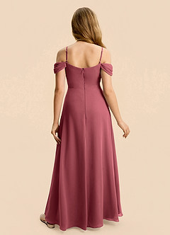 Azazie Lilly Junior A-Linie Plissee Chiffon Kleid Merlot image2