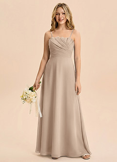 Azazie Rory Junior A-Linie Plissee Chiffon Kleid Taupe image5