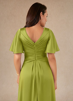 Azazie Emmeline Mère de la mariée Robes Robe Trapèze en Satin extensible Plissée Citronnelle image4