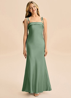 Azazie Willa Junior Robe Sirène en Satin extensible Arc Matcha image1