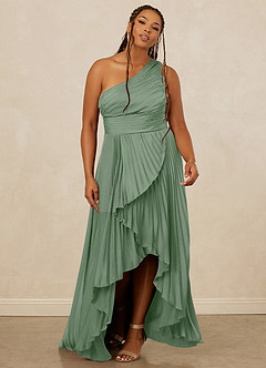 Christian Siriano Bridal for Azazie 1008 Bridesmaid Dresses Matcha A-Line One Shoulder Stretch Satin Dress image9