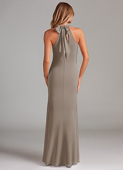 Azazie Doretta Bridesmaid Dresses Taupe Mermaid Pleated Chiffon Dress image2