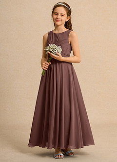 Azazie Ducky Girls Formal Flower Girl Dresses Espresso A-Line Pleated Chiffon Dress image6