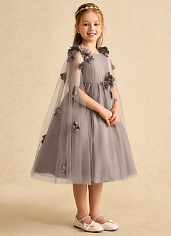 Azazie Staria Blumenmädchenkleider Ballkleid Gestreift Tüll Kleid Taupe image8