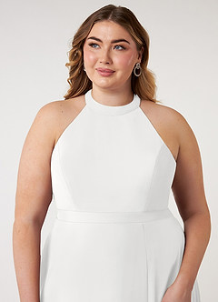 Azazie Clarice Bridesmaid Dresses White A-Line Halter Chiffon Dress image13