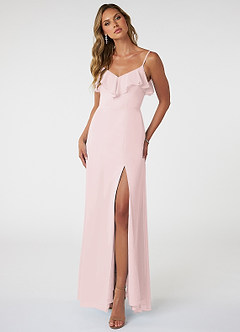 Azazie Natalia Jurken voor bruidsmeisjes Jurk van Chiffon met A-Lijn Blozend Roze image1