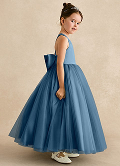 Azazie Peanut Jurken voor bloemenmeisjes A-Lijn Jurk van Tule Band Bermuda image3