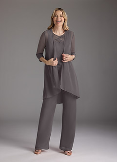 Azazie Maura Mother of the Bride Dresses Steel Grey Jumpsuit/Pantsuit Sequins Chiffon Dress image8