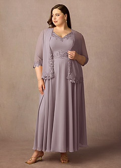 Azazie Devana Mère de la mariée Robes Robe Trapèze en Mousseline de soie Paillettes Crépuscule image1