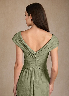 Azazie Myrtle Mother of the Bride Dresses Pistachio A-Line Pleated Floral Burnout Dress image6