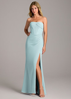 Azazie Chantel Robes de demoiselle d'honneur Robe Fourreau Convertible en Mousseline de soie Sans bretelle Brume image3