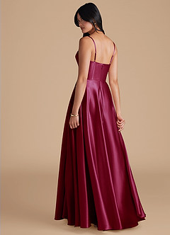 Azazie Elle Vestidos de madrinha de casamento Vestir Borgonha de Cetim Metálico de Linha A com com bolsos image2