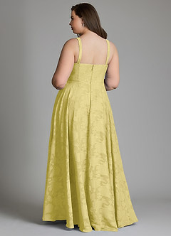 Azazie Shaude Brautjungfernkleider A-Linie Plissee Blumen-Burnout Kleid Kanarienvogel image9