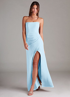 Azazie Leonis Bridesmaid Dresses Sky Blue Sheath Strapless Chiffon Convertible Dress image7