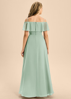 Azazie Maggie Junior Agave A-Line Off the Shoulder Chiffon Dress image6