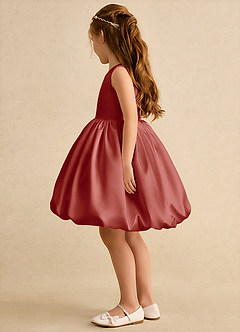 Azazie Nirvana Robe Demoiselle D'honneur Fillette Robe Princesse en Mat Satiné Rayé Terracotta image4