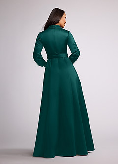 Azazie Ruth Mother of the Bride Dresses Peacock A-Line Lace Matte Satin Dress image4