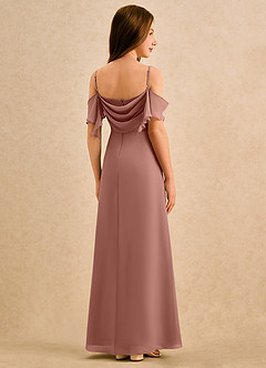 Azazie Pippy Girls Formal Robe Demoiselle D'honneur Fillette Robe Trapèze en Mousseline de soie Encolure en Forme de Cœur Rose De Cèdre image6