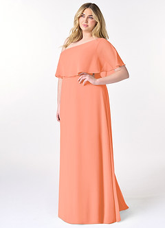 Azazie Lizzy Vestidos de damas de honor Vestido de Atardecer de Gasa de Corte en A con Hombro unilateral image10