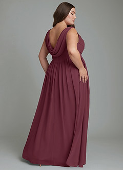 Azazie Novi Bridesmaid Dresses Cabernet A-Line Pleated Chiffon Dress image8