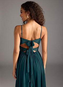 Azazie Zeya Bridesmaid Dresses Pine A-Line Pleated Mesh Dress image8