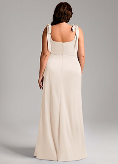 Azazie Frostine Bridesmaid Dresses White Alabaster A-Line Bow Stretch Satin Dress image11