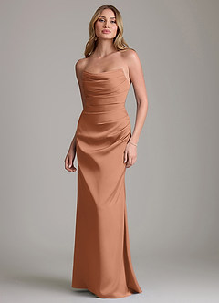 Azazie Lucille Bridesmaid Dresses Bronzer Mermaid Strapless Stretch Satin Convertible Dress image1