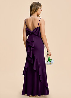 Azazie Lioren Junior Grape Sheath Bow Stretch Satin Dress image1