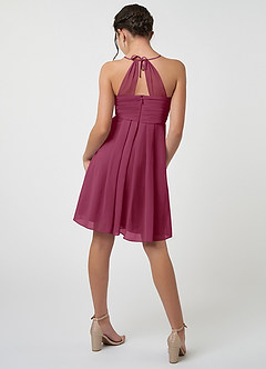 Azazie Ginny Junior Mulberry A-Line Pleated Chiffon Dress image2