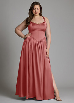 Azazie Francis Brautjungfernkleider A-Linie Korsett Stretch-Satin Kleid Antike Rose image12
