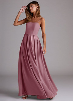 Azazie Calianna Bridesmaid Dresses Vintage Mauve A-Line Off the Shoulder Chiffon Convertible Dress image3