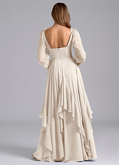Azazie Karan Bridesmaid Dresses White Alabaster A-Line Long Sleeve Chiffon Dress image2