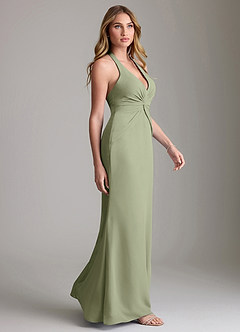 Azazie Valerie Bridesmaid Dresses Pistachio Mermaid Pleated Chiffon Dress image4